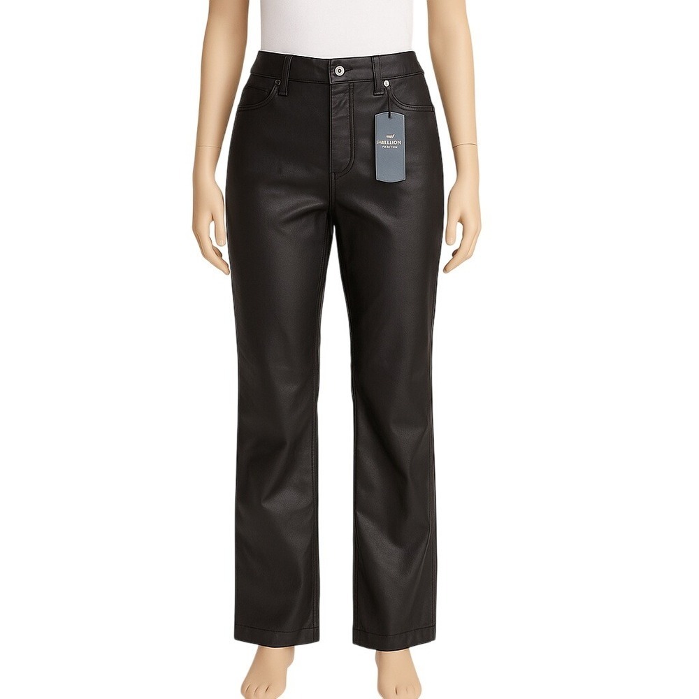 Hollister Faux Leather Pants Women 28 Black Ultra High Rise Straight Modern Chic